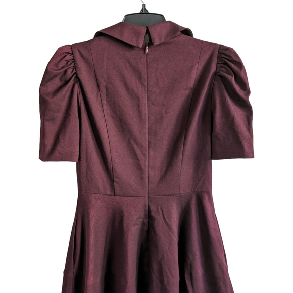 Gal Meets Glam Nina Twill Fit & Flare Burgundy Dress Size 2 - Picture 4 of 5